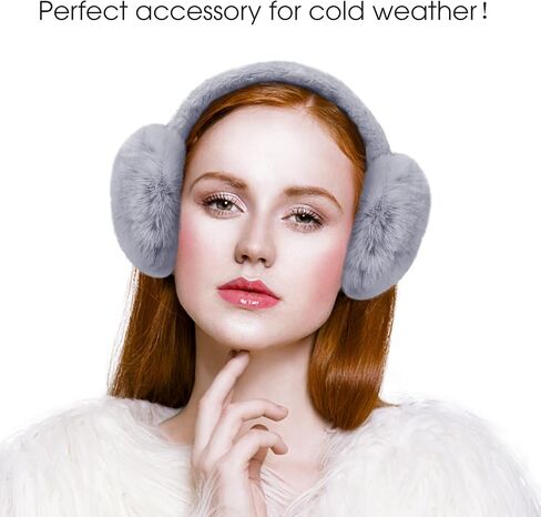 Ear Muffs for Women, Foldable Winter Faux Furry Earmuffs, Adjustable Soft Ear Warmer Covers in Saudi Arabia