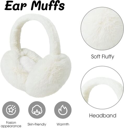 Ear Muffs for Women, Foldable Winter Faux Furry Earmuffs, Adjustable Soft Ear Warmer Covers in Saudi Arabia