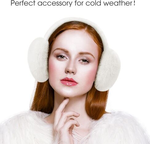 Ear Muffs for Women, Foldable Winter Faux Furry Earmuffs, Adjustable Soft Ear Warmer Covers in Saudi Arabia