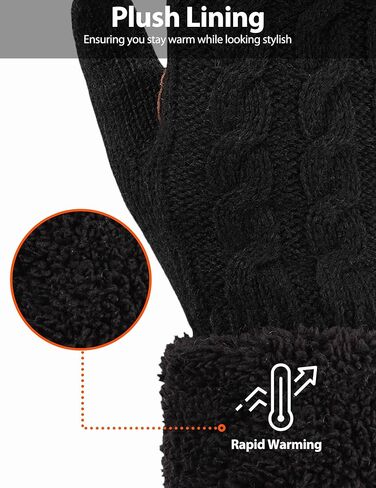 قفازات LiuSuper للنساء للطقس البارد، قفازات وقفازات نسائية، قفازات صوف بأصابع تعمل باللمس، مبطنة بالصوف in Kuwait