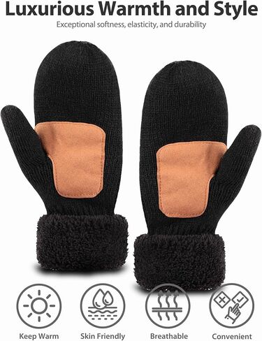 قفازات LiuSuper للنساء للطقس البارد، قفازات وقفازات نسائية، قفازات صوف بأصابع تعمل باللمس، مبطنة بالصوف in Kuwait