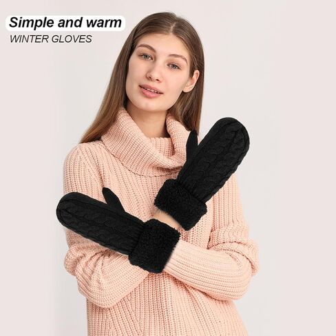 قفازات LiuSuper للنساء للطقس البارد، قفازات وقفازات نسائية، قفازات صوف بأصابع تعمل باللمس، مبطنة بالصوف in Kuwait