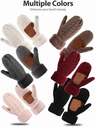 قفازات LiuSuper للنساء للطقس البارد، قفازات وقفازات نسائية، قفازات صوف بأصابع تعمل باللمس، مبطنة بالصوف in Kuwait