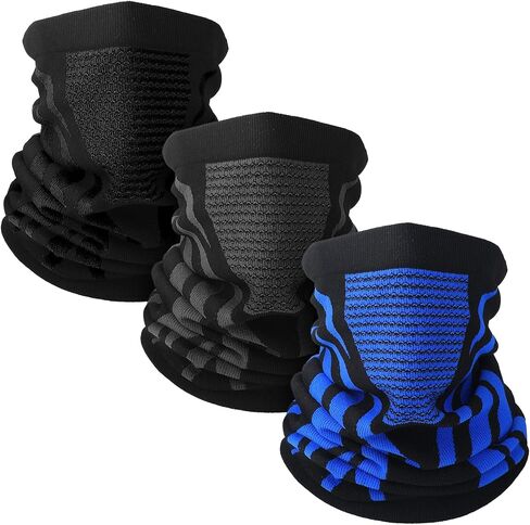 3 Pack Winter Neck Gaiter Windproof Neck Warmer Breathable Face Neck Mask for Men Cold Weather Ski Motorcycle Snowboard Cycling Running Outdoor, 3 Colors, Stylish Color/ Black, Grey, Blue, One size in Kuwait