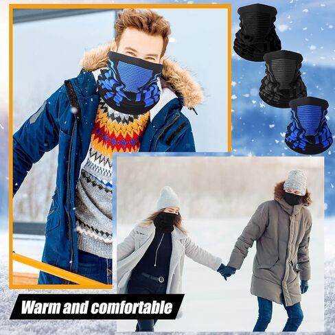 3 Pack Winter Neck Gaiter Windproof Neck Warmer Breathable Face Neck Mask for Men Cold Weather Ski Motorcycle Snowboard Cycling Running Outdoor, 3 Colors, Stylish Color/ Black, Grey, Blue, One size in Kuwait