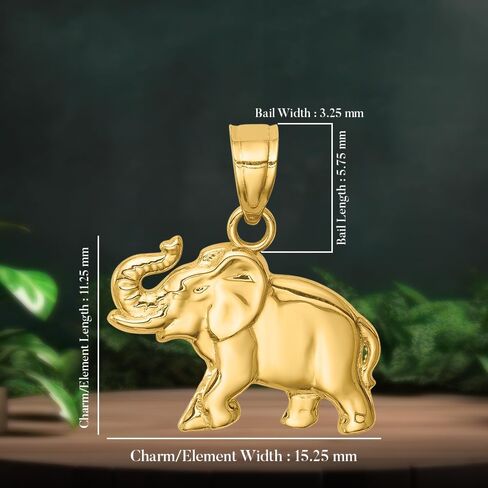 Diamond2Deal 14k Yellow Gold Elephant Pendant Fine Jewelry for Women in Saudi Arabia