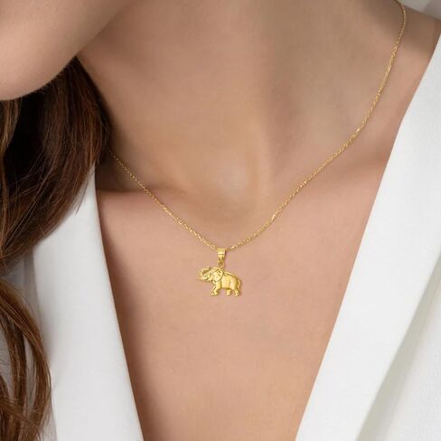 Diamond2Deal 14k Yellow Gold Elephant Pendant Fine Jewelry for Women in Saudi Arabia