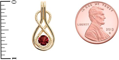 Infinity Rope January Birthstone Garnet 14k Yellow Gold Pendant in Saudi Arabia