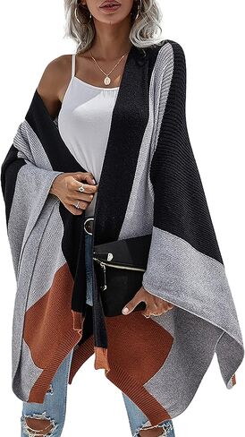 HZSONNE المرأة بوهو الجاموس منقوشة المعطف الباشمينا شال التفاف الرأس سترة سترة مفتوحة الجبهة الشتاء بطانية معطف in Kuwait