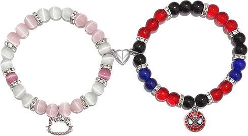 Matching Spider Bracelets for Couples Best Friend, Christmas Matching Heart Charm Bracelets Gifts for Couples Friends Spider Friendship Jewelry to Sister Bestie Long Distance Gift for Bf Gf in Saudi Arabia