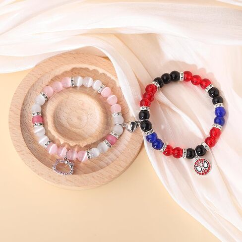 Matching Spider Bracelets for Couples Best Friend, Christmas Matching Heart Charm Bracelets Gifts for Couples Friends Spider Friendship Jewelry to Sister Bestie Long Distance Gift for Bf Gf in Saudi Arabia