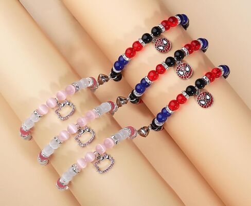 Matching Spider Bracelets for Couples Best Friend, Christmas Matching Heart Charm Bracelets Gifts for Couples Friends Spider Friendship Jewelry to Sister Bestie Long Distance Gift for Bf Gf in Saudi Arabia