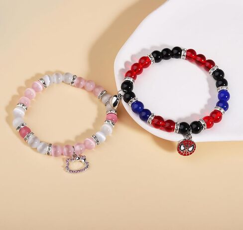 Matching Spider Bracelets for Couples Best Friend, Christmas Matching Heart Charm Bracelets Gifts for Couples Friends Spider Friendship Jewelry to Sister Bestie Long Distance Gift for Bf Gf in Saudi Arabia