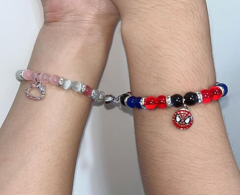 Matching Spider Bracelets for Couples Best Friend, Christmas Matching Heart Charm Bracelets Gifts for Couples Friends Spider Friendship Jewelry to Sister Bestie Long Distance Gift for Bf Gf in Saudi Arabia