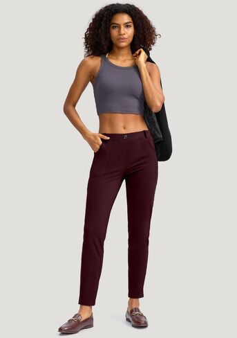 سراويل فستان نسائية مبطنة بالصوف من Rammus مع جيوب سراويل شتوية دافئة للطقس البارد سراويل ضيقة للعمل الكاجوال in Kuwait