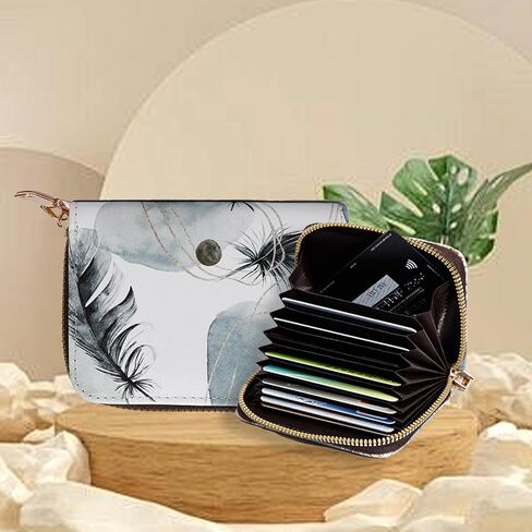 PELURO Elegant Accordion Card Holder Bag withFloral Patterns - 11 Card Slots, Coin Purse Casefor Women's Card Storage in Kuwait