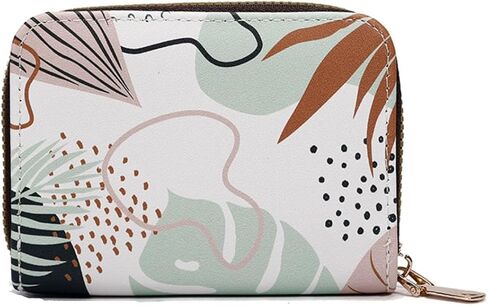 PELURO Leaf and Flower Pattern Zipper Coin Purse Card Case with 11 Slots for Girls Women in Kuwait