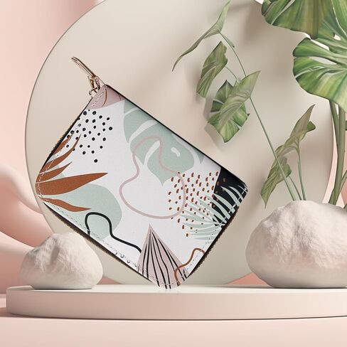 PELURO Leaf and Flower Pattern Zipper Coin Purse Card Case with 11 Slots for Girls Women in Kuwait