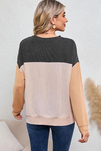 Dokotoo أزياء المرأة 2024 كتلة الألوان طويلة الأكمام Crewneck محبوك عارضة فضفاض البلوز قمصان قمم in Kuwait