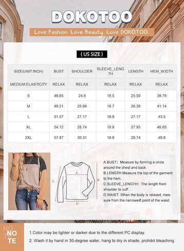 Dokotoo أزياء المرأة 2024 كتلة الألوان طويلة الأكمام Crewneck محبوك عارضة فضفاض البلوز قمصان قمم in Kuwait