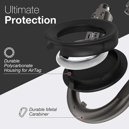 وصلة وقفل RAPTIC لبطاقات Apple AirTags، مضادة للسرقة، حلقة تسلق شديدة التحمل، بطاقات هوائية آمنة من البولي كربونات، قفل 3 أرقام، طول 4 بوصات رمادي داكن in Kuwait
