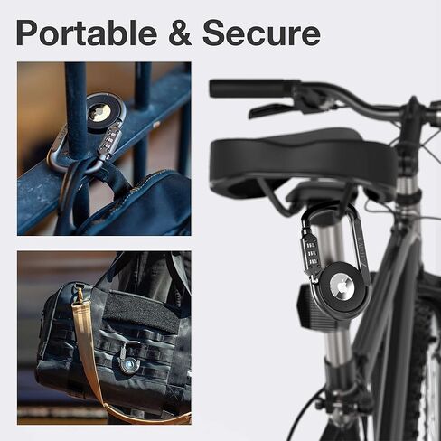 وصلة وقفل RAPTIC لبطاقات Apple AirTags، مضادة للسرقة، حلقة تسلق شديدة التحمل، بطاقات هوائية آمنة من البولي كربونات، قفل 3 أرقام، طول 4 بوصات رمادي داكن in Kuwait