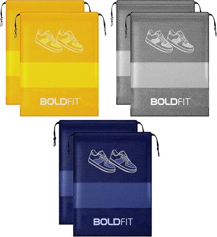 Boldfit Shoe Bags for Travel Essentials, Portable Dust-Proof Shoe Storage Covers for Packing, Travel Organizer for Women & Men, Shoe Bags with Rope, Pack of 6 in Saudi Arabia