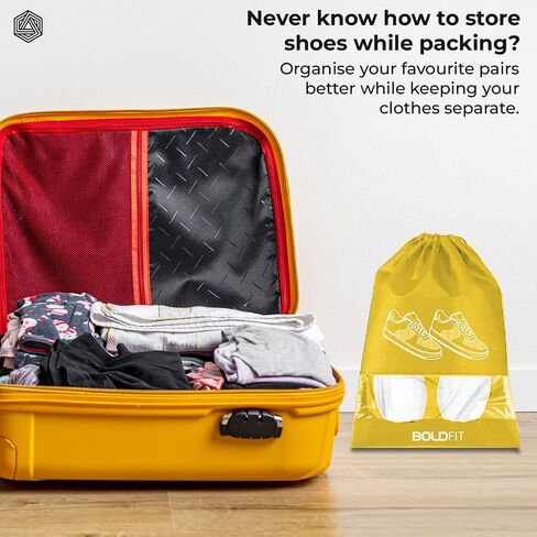 Boldfit Shoe Bags for Travel Essentials, Portable Dust-Proof Shoe Storage Covers for Packing, Travel Organizer for Women & Men, Shoe Bags with Rope, Pack of 6 in Saudi Arabia