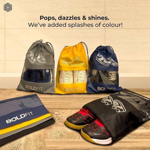 Boldfit Shoe Bags for Travel Essentials, Portable Dust-Proof Shoe Storage Covers for Packing, Travel Organizer for Women & Men, Shoe Bags with Rope, Pack of 6 in Saudi Arabia