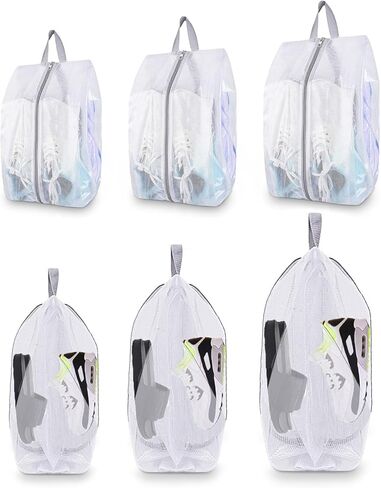 Hysagtek Shoe Bag, 6PCS Shoe Bags for Storage, Shoe Organizer Bag with Sturdy Zipper, 2 layers, 3 Different Sizes, Waterproof Shoe Bags for Travel, Gym, Closet in Kuwait