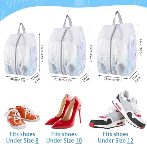 Hysagtek Shoe Bag, 6PCS Shoe Bags for Storage, Shoe Organizer Bag with Sturdy Zipper, 2 layers, 3 Different Sizes, Waterproof Shoe Bags for Travel, Gym, Closet in Kuwait