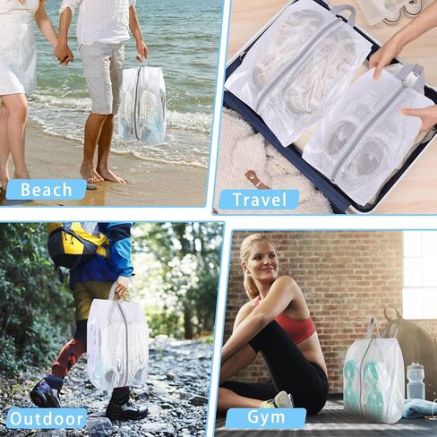 Hysagtek Shoe Bag, 6PCS Shoe Bags for Storage, Shoe Organizer Bag with Sturdy Zipper, 2 layers, 3 Different Sizes, Waterproof Shoe Bags for Travel, Gym, Closet in Kuwait