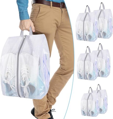 Hysagtek Shoe Bag, 6PCS Shoe Bags for Storage, Shoe Organizer Bag with Sturdy Zipper, 2 layers, 3 Different Sizes, Waterproof Shoe Bags for Travel, Gym, Closet in Kuwait