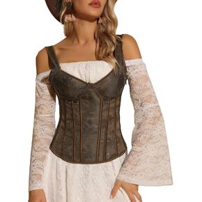 Allegra K Women's Corset Tops Vintage Floral Bustier Tops Y2K Sexy Boned Bustier Bodyshaper