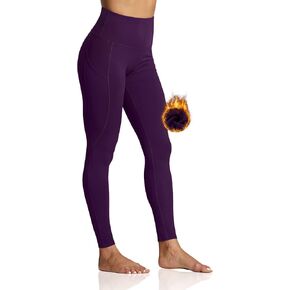 ZUTY Fleece Lined Leggings Women Winter Thermal Insulated Leggings with Pockets High Waisted Workout Yoga Pants Plus Size in Kuwait