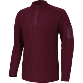 Pioneer Camp Men's Thick Winter Pullover Sweaters Slim Fit Fashion Vintage Cotton Casual Mock Neck Knitted Polo Sweater