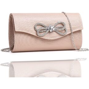 Women Diamond Bow Evening Bag Rhinestone Clutch Purse Wedding Prom Purse Formal Cocktail Party Handbag…