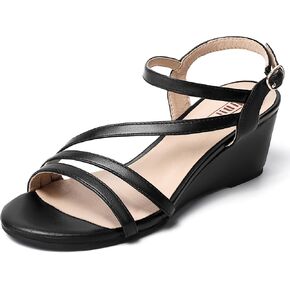 IDIFU Women's Wedge Heel Sandal Dressy Low 2 Inch | Strappy Open Toe Wedding Bridal Dress Shoes for Woman Ladies Evening Formal Cocktail in Kuwait
