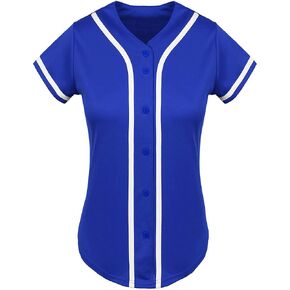 Womens Baseball Jersey Blank Button Down Softball Jersey Hip Hop Hipster Short Sleeve Sports Uniform