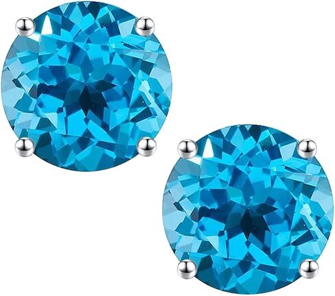 URSILVER Birthstone Earrings for Women - 0.8 CT S925 Sterling Silver Genuine or Created Round Birthstone Earrings 12 Months Birthstone Stud Earrings for Women Girls Jewelry Gifts in Saudi Arabia