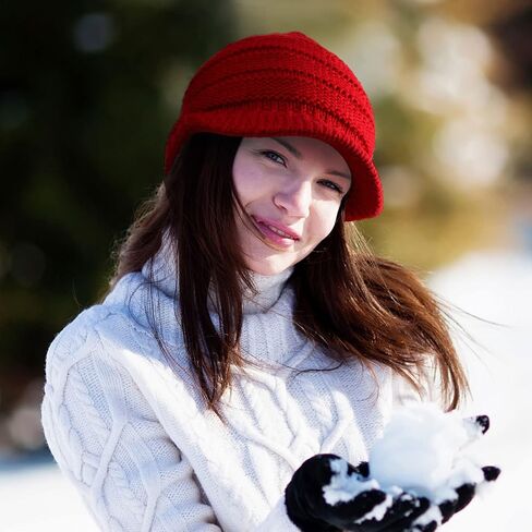 SATINIOR Women Winter Knit Hat Winter Brim Beanie Hats for Women Slouchy Beanie Cap with Visor Warm Newsboy Skull Cap in Saudi Arabia