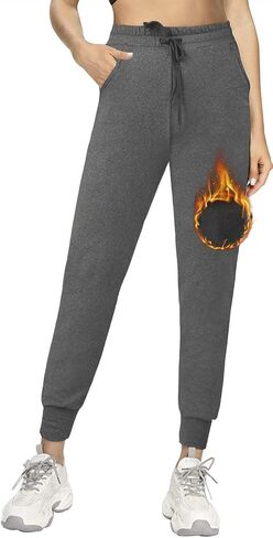 Aoliks Women's Fleece Lined Sweatpants Thermal Joggers with Pockets Winter Lounge Yoga Workout Running Pants in Kuwait