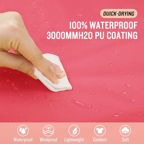 معطف مطر خفيف الوزن لركوب الدراجات من SaphiRose مزود بغطاء للرأس مع شريط عاكس للدراجات in Kuwait