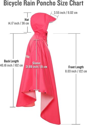 معطف مطر خفيف الوزن لركوب الدراجات من SaphiRose مزود بغطاء للرأس مع شريط عاكس للدراجات in Kuwait