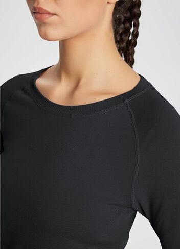 BALEAF Women's Long Sleeve Workout Athletic Seamless Shirts Tight Yoga Running Gym Fitted Tops with Thumb Holes in Saudi Arabia