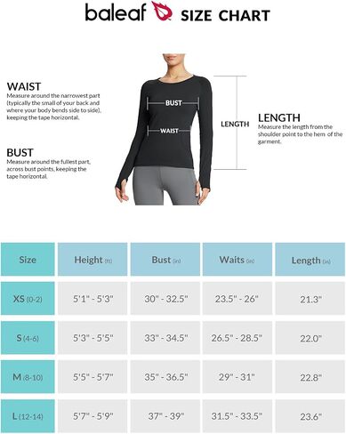 BALEAF Women's Long Sleeve Workout Athletic Seamless Shirts Tight Yoga Running Gym Fitted Tops with Thumb Holes in Saudi Arabia