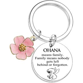 Nfyxcaz غرزة الهدايا Ohana المفاتيح هدية الصداقة Stich كيرينغ الأسرة يعني لا أحد يتخلف عن الركب أو ينسى in Saudi Arabia
