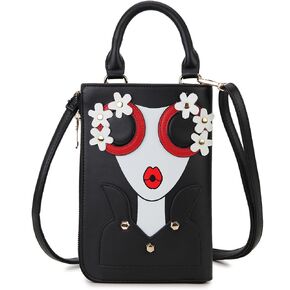 Women Novelty Lady Face Shoulder Bags Funky PU Leather Top Handle Satchel Handbags Clutch Purse for Women in Kuwait