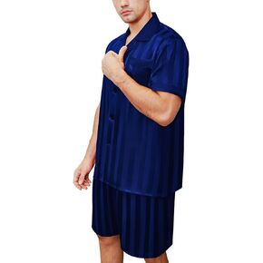 طقم بيجامة رجالي قصير من الساتان ملابس نوم S ~ 4XL in Kuwait
