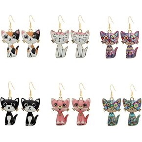 مجموعة أقراط Lezmoii اللطيفة المتدلية على شكل قطة أنيمي للفتيات والنساء على شكل حيوانات ممتعة in Kuwait